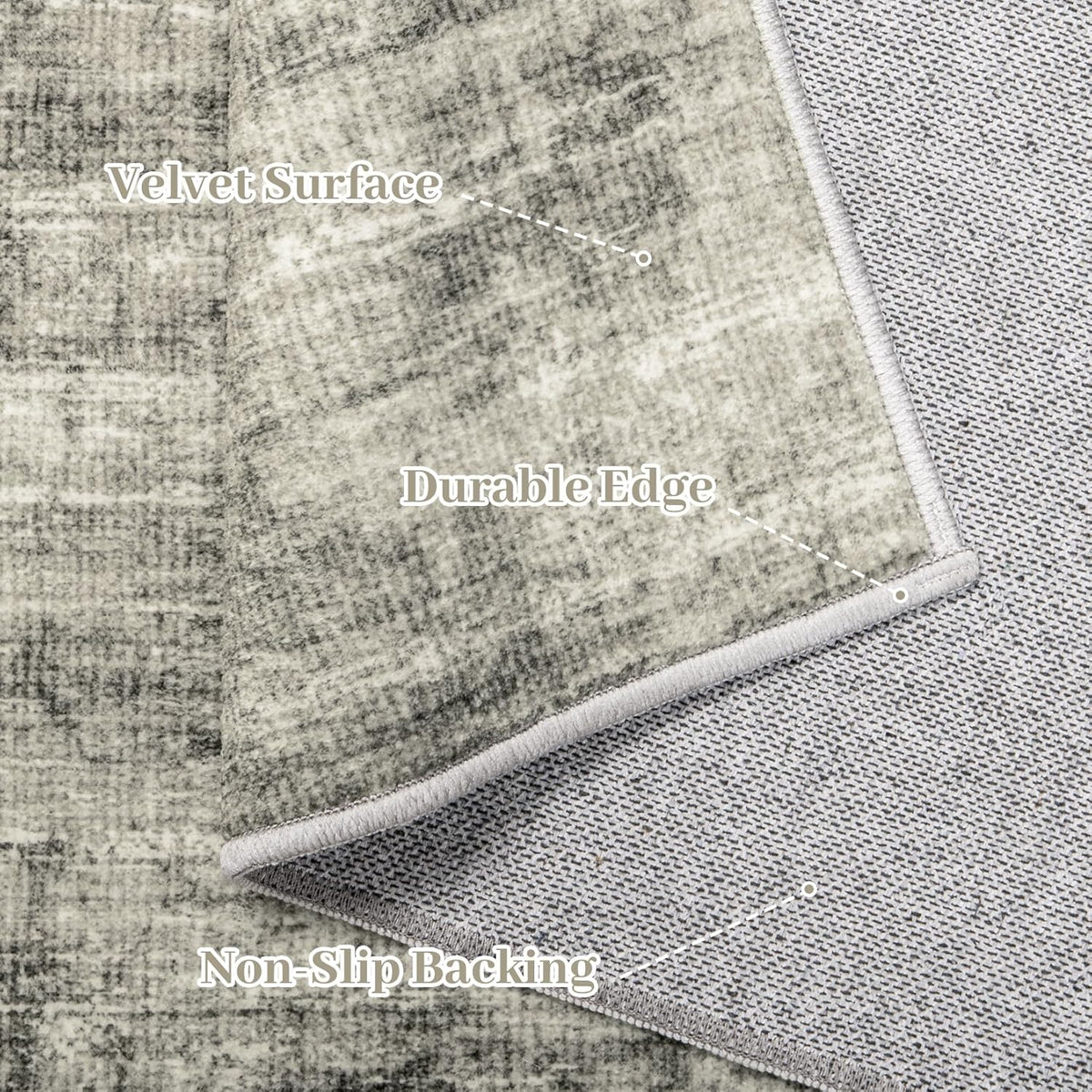 8x10 Washable Non-Slip Abstract Area Rug (Grey) B343