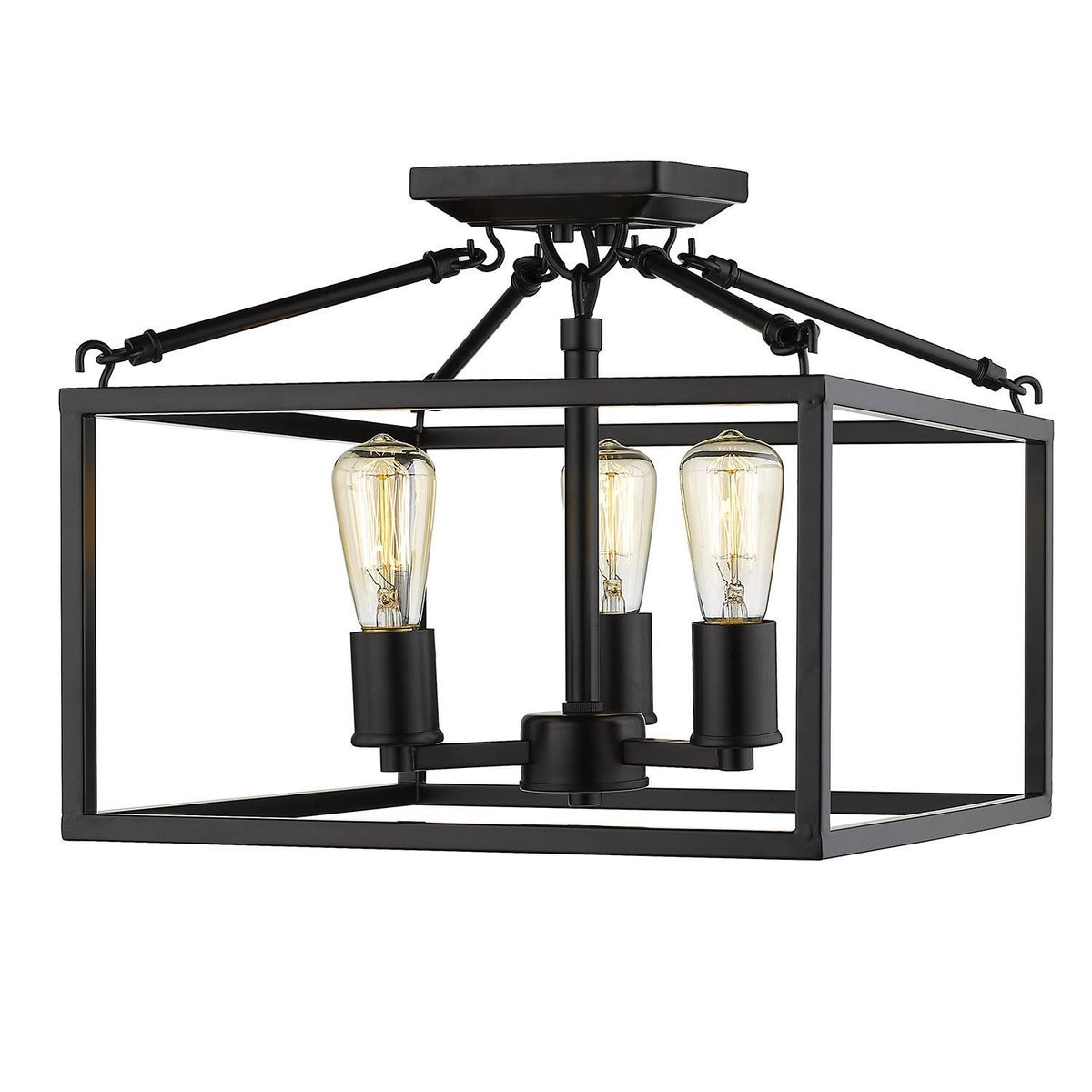 Black 3 Light Semi-Flush Mount E2250