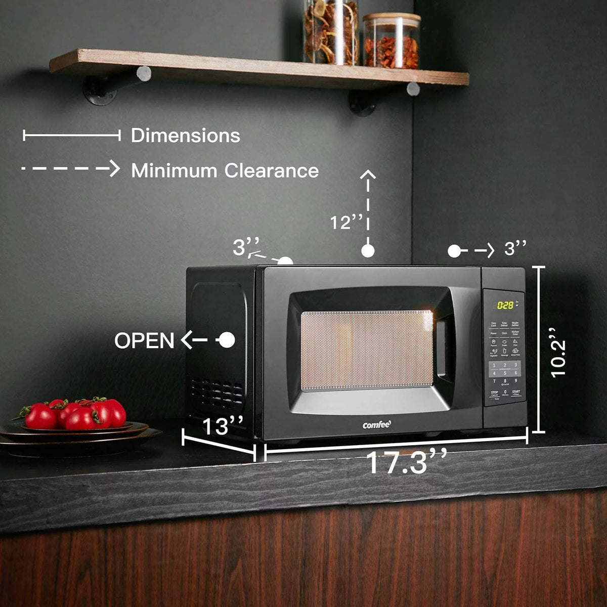 0.7cu.ft 700W Black Countertop Microwave Oven B129907
