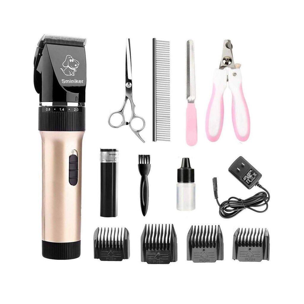 Low Noise Rechargeable Cordless Pet Clippers Grooming Kit with Storage Bag O66017