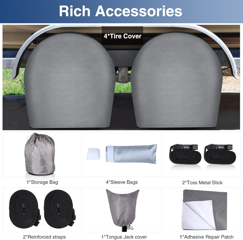Waterproof 500D Travel Trailer Cover with 4 Tire Covers E405929
