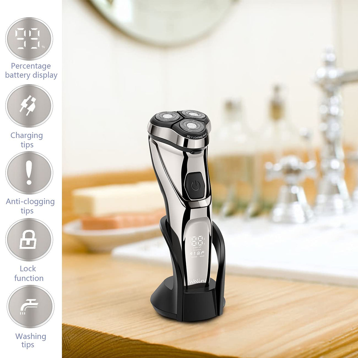 Electric Rotary Razor with Pop-up Trimmer R387