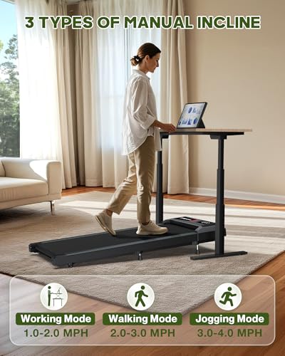 Under Desk Treadmill with Incline 300lb Capacity V1216