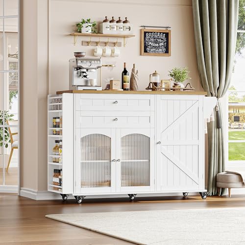 Rolling Kitchen Island with Storage and Drop Leaf Countertop X503324