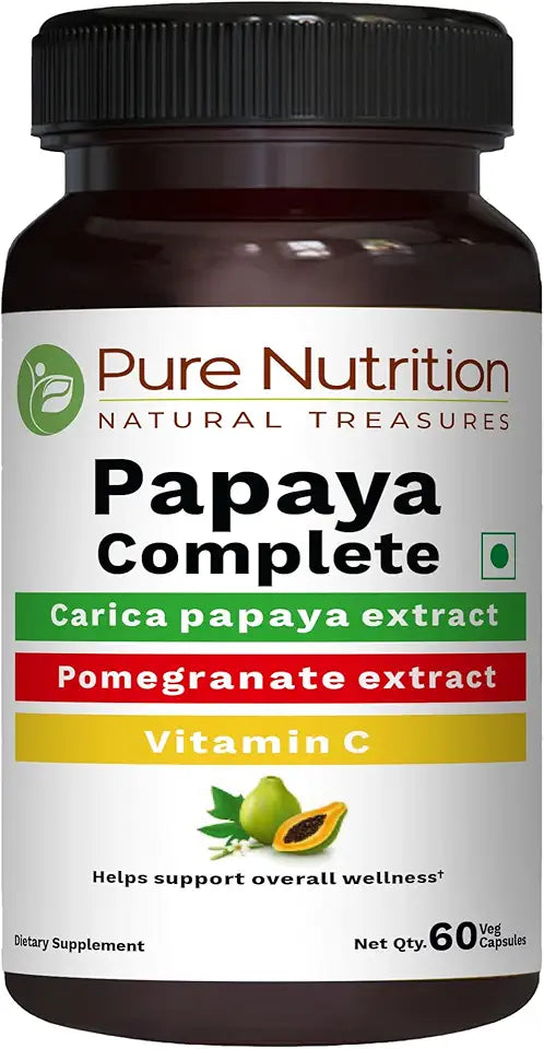 60 Veg Capsules 500mg Papaya Fruit and Leaf Extract N49641
