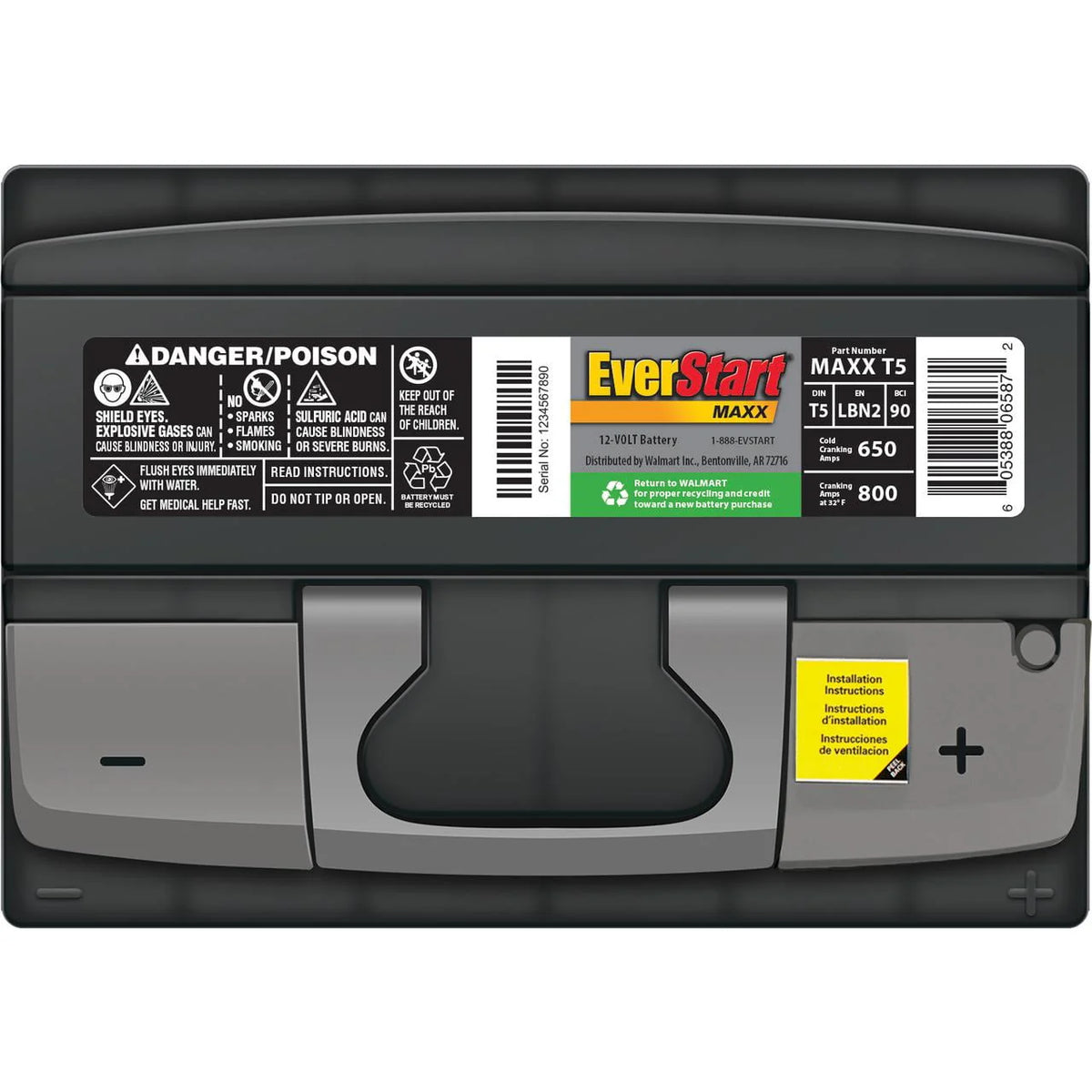 Lead Acid Automotive Battery Group Size T5 12 Volt 600 CCA A891