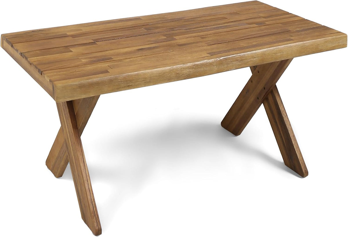 Acacia Wood Coffee Table, Sandblast Teak Finish X243