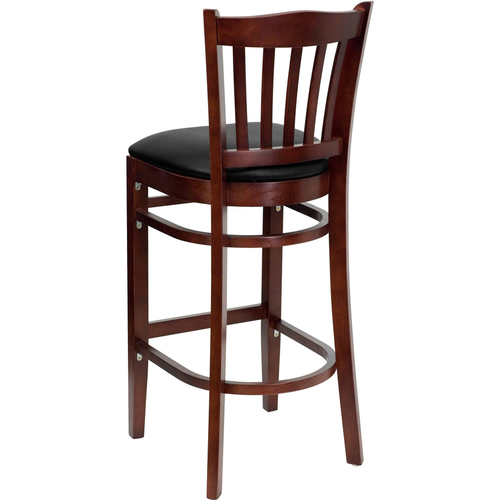 Mahogany Wood Vertical Slat Back Barstool E64199
