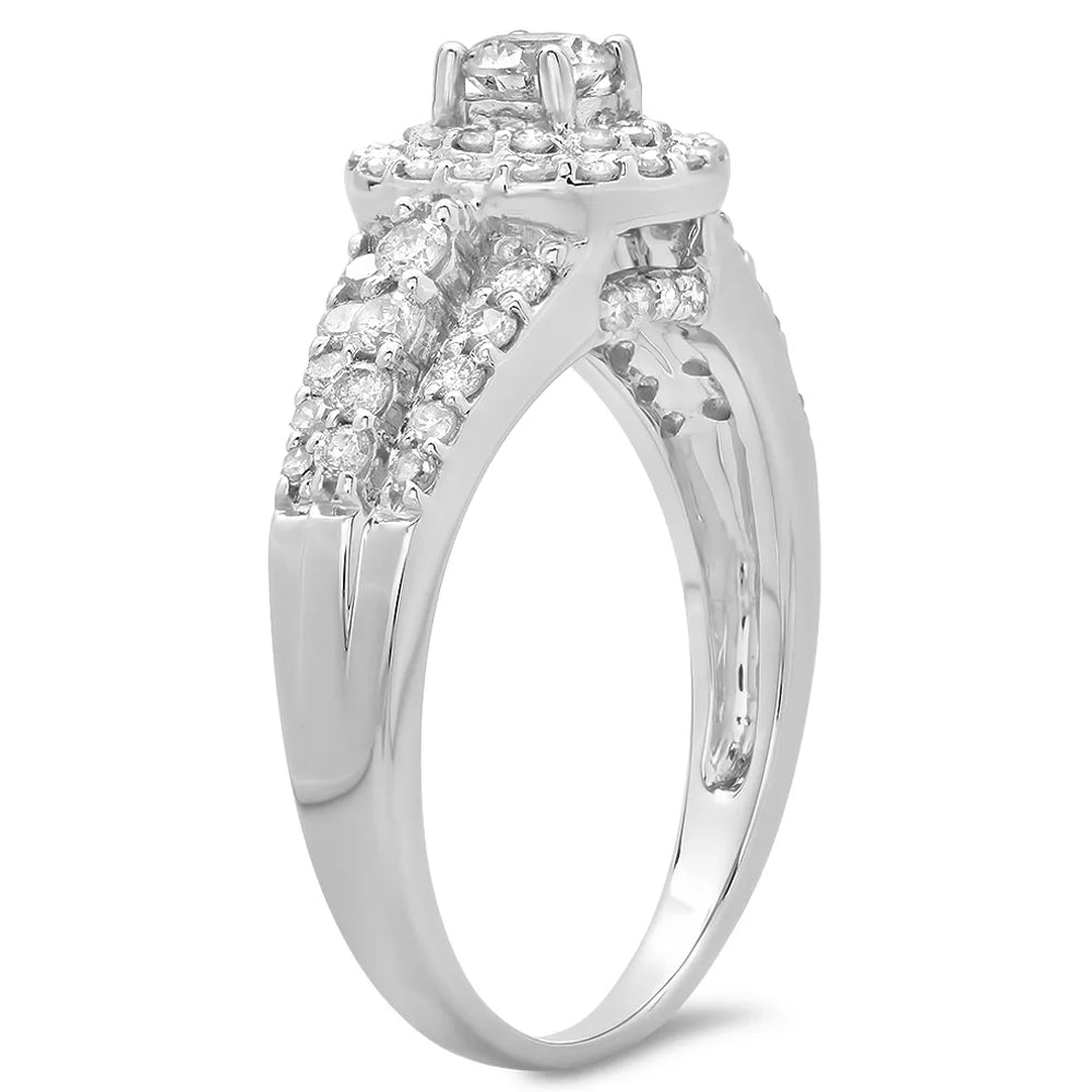 10K White Gold Diamond Halo Engagement Ring J924118