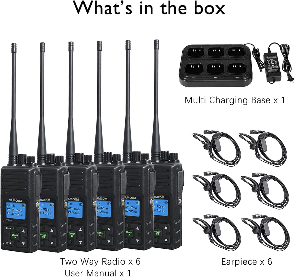 6 Pcs UHF Two Way Radio with Charger Base F23552