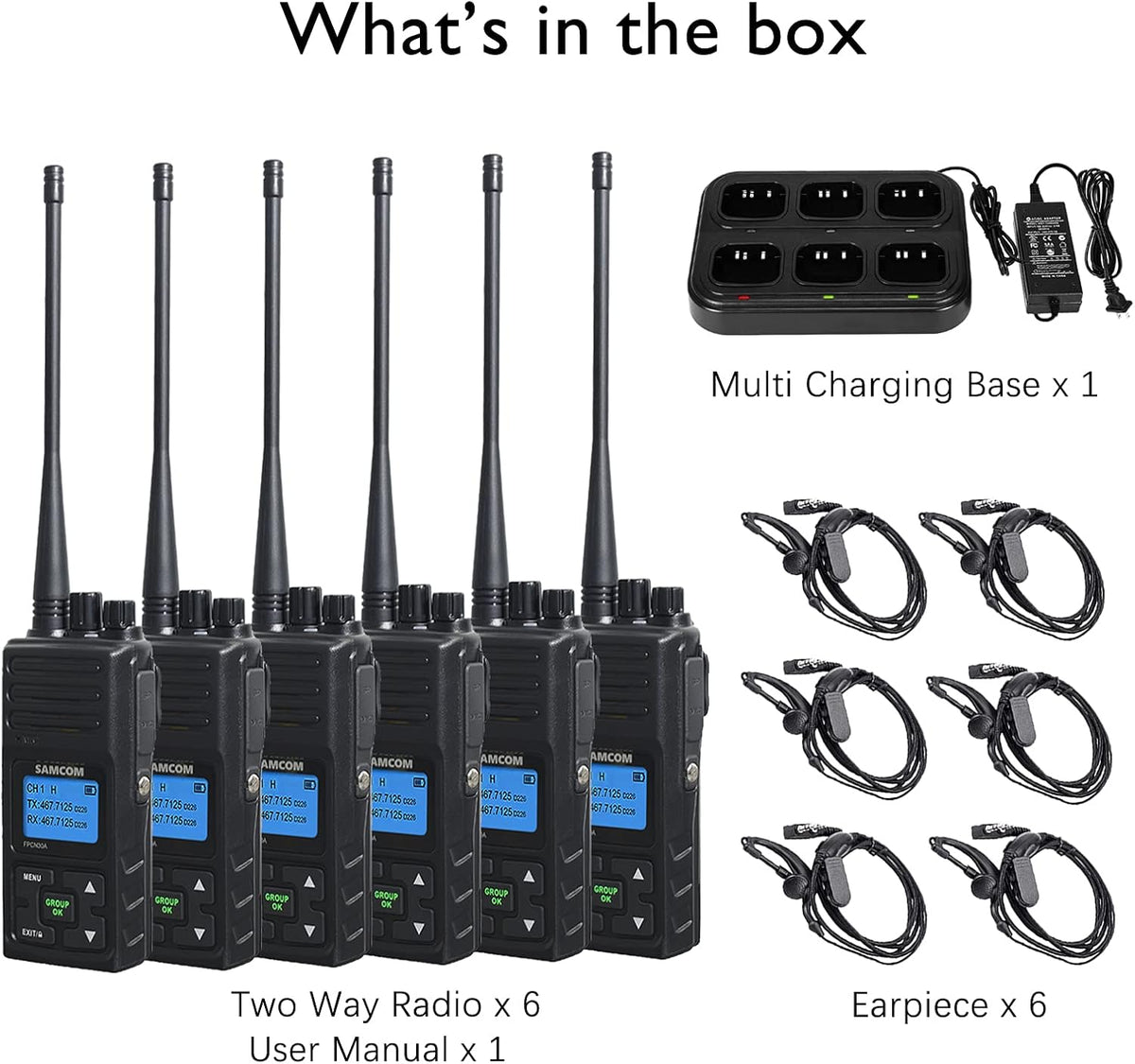 6 Pcs UHF Two Way Radio with Charger Base F23552