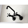 Two Handle Wall Mount Kitchen Faucet Matte Black B755
