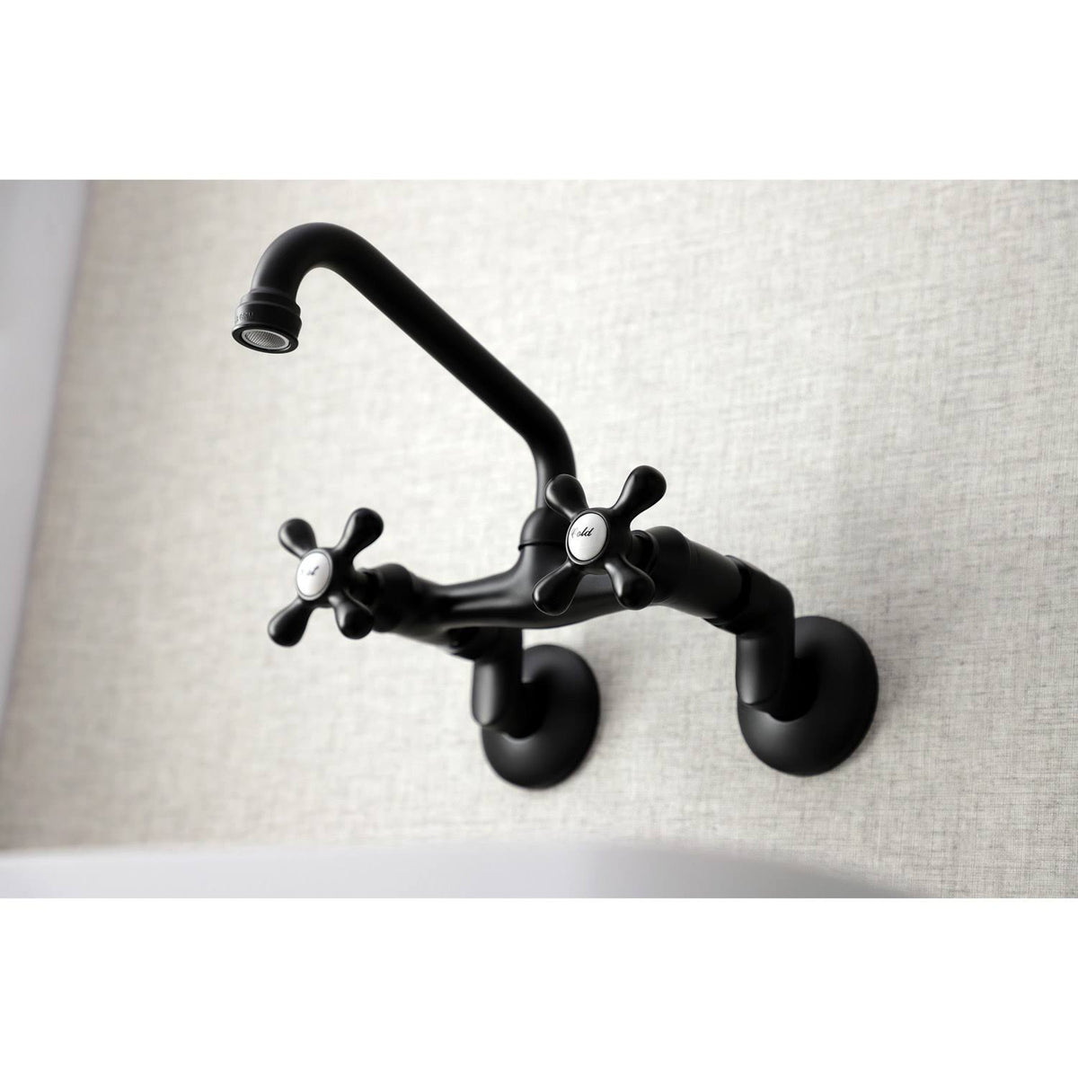 Two Handle Wall Mount Kitchen Faucet Matte Black B755