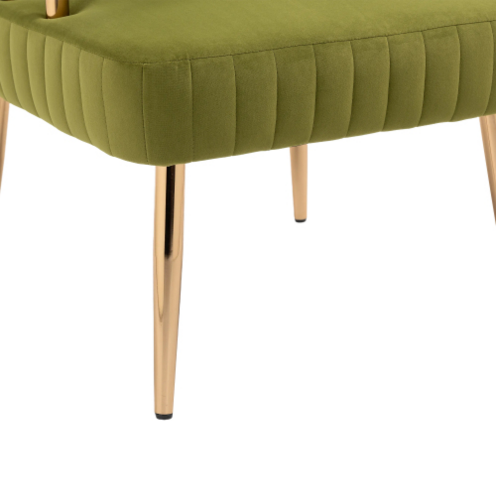 Olive Green Polyester Accent Chair with Golden Feet V583