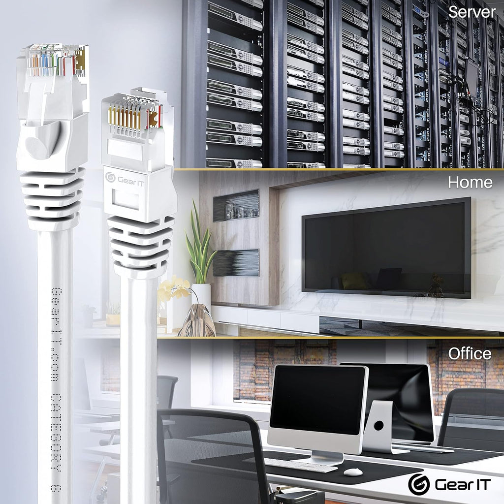 50-Pack White Cat 6 Ethernet Cable 2 Feet A748