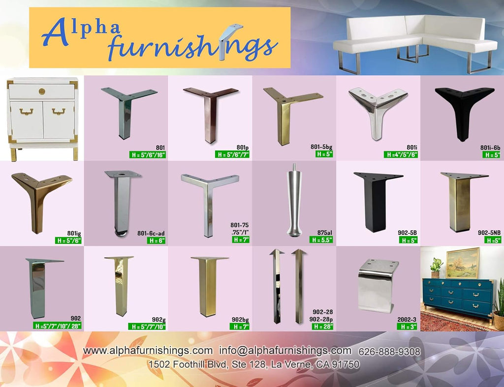 Brass Brushed Satin Chrome Metal Furniture Leg 4PC Z1835