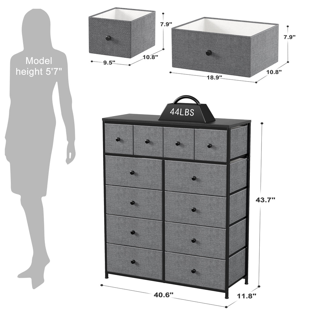 Pink 12 Fabric Drawer Dresser with Wood Top M790