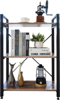 3 Tier Industrial Wood Bookshelf, Black/Brown I8028