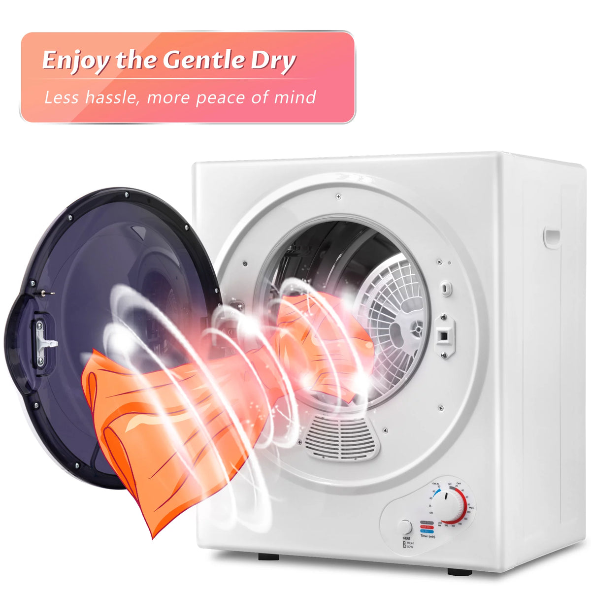 850W Portable Front Load Electric Clothes Dryer with 5 Drying Modes T295