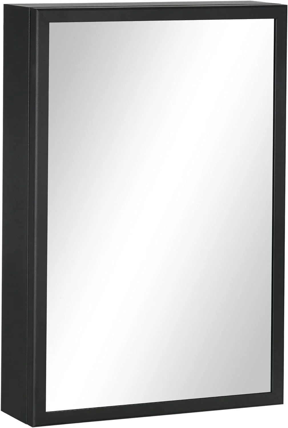 Black Wall-Mounted Stainless Steel Medicine Cabinet with Mirror R284