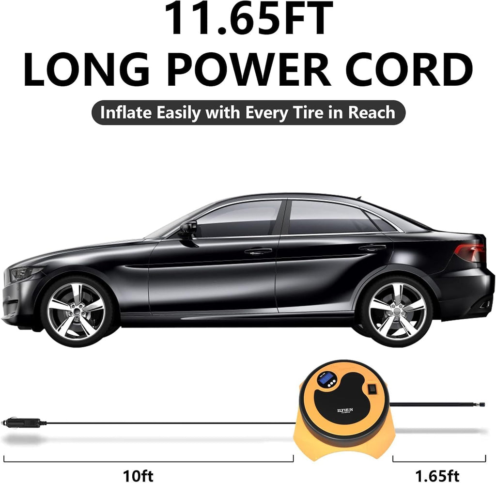 Tire Inflator Portable Air Compressor, DC 12V Auto Tire Pump, Digital Air Pump with LED Light, Long Power Cord Auto Shut Off, Pack of 2 T90042