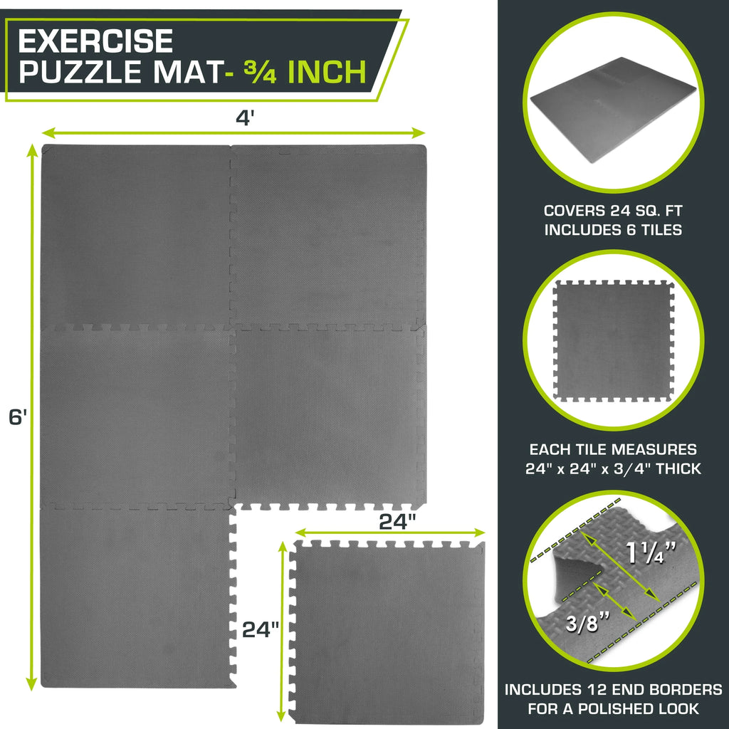 Blue 3/4-in Exercise Puzzle Mat 6 Tiles P274