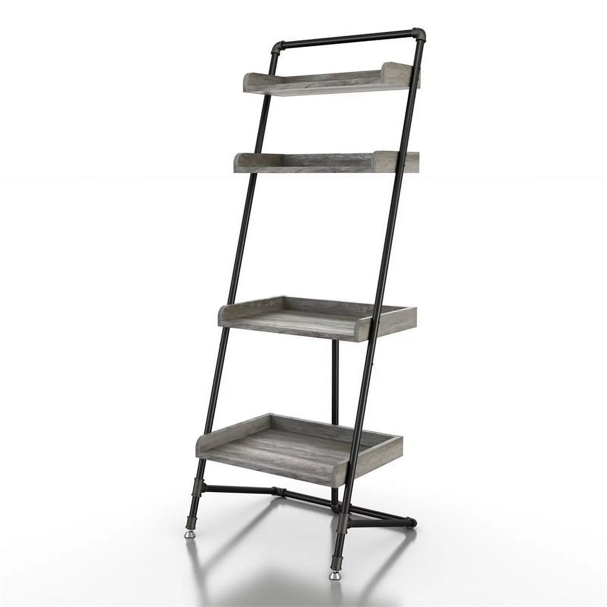 Vintage Gray Oak Wood Bookshelf Set of 2 Y35234