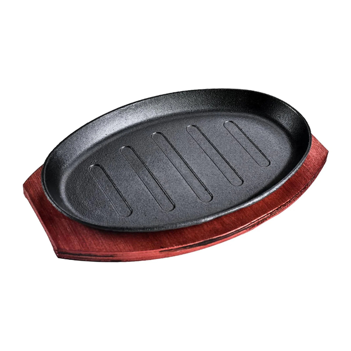 Oval Nonstick Sizzling Steak Plate with Bamboo Tray W628