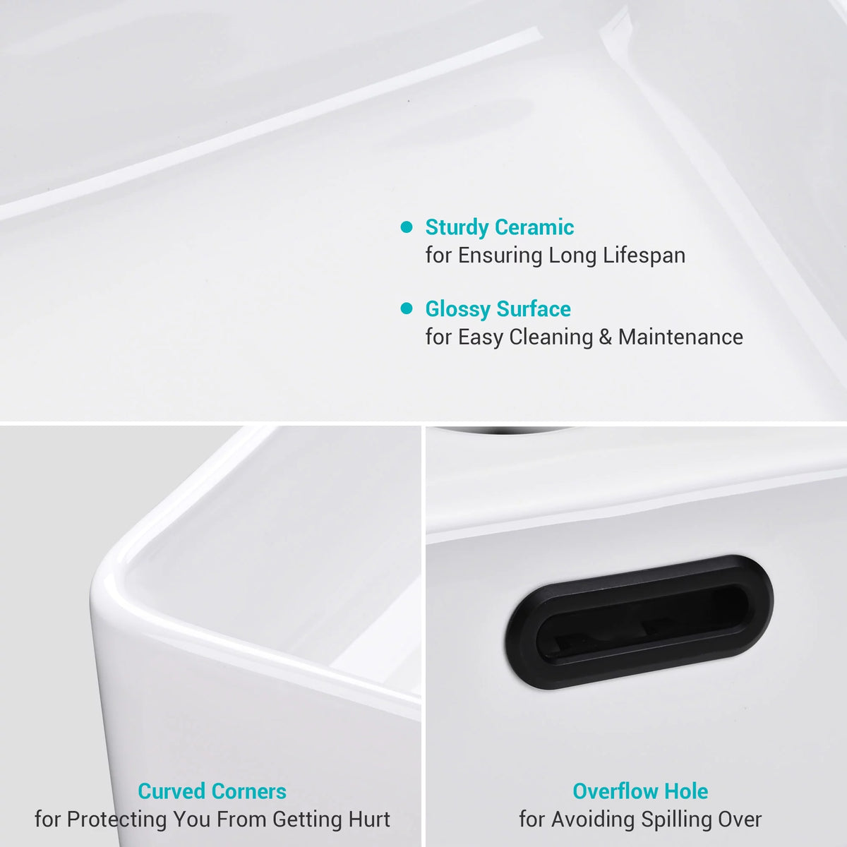20" Rectangle White Ceramic Vessel Sink T671015