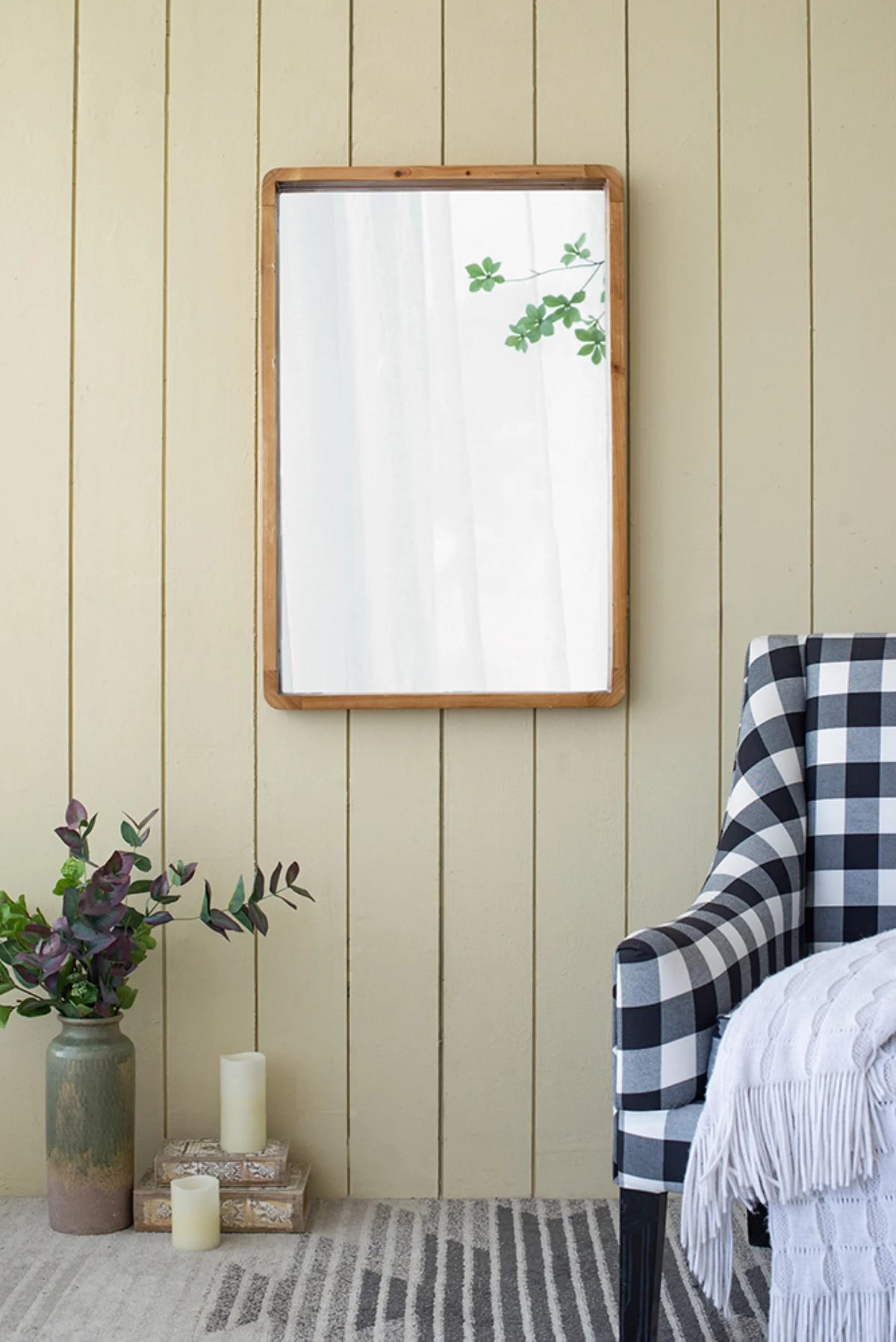 Wooden Square Wall Mirror E376172