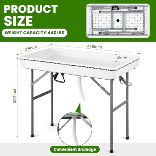 4 ft LED Folding Cooler Table with Skirt P949