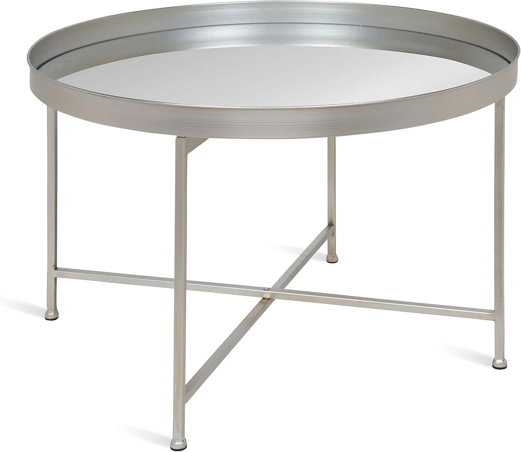 White and Gold Leaf Round Metal Coffee Table L6648