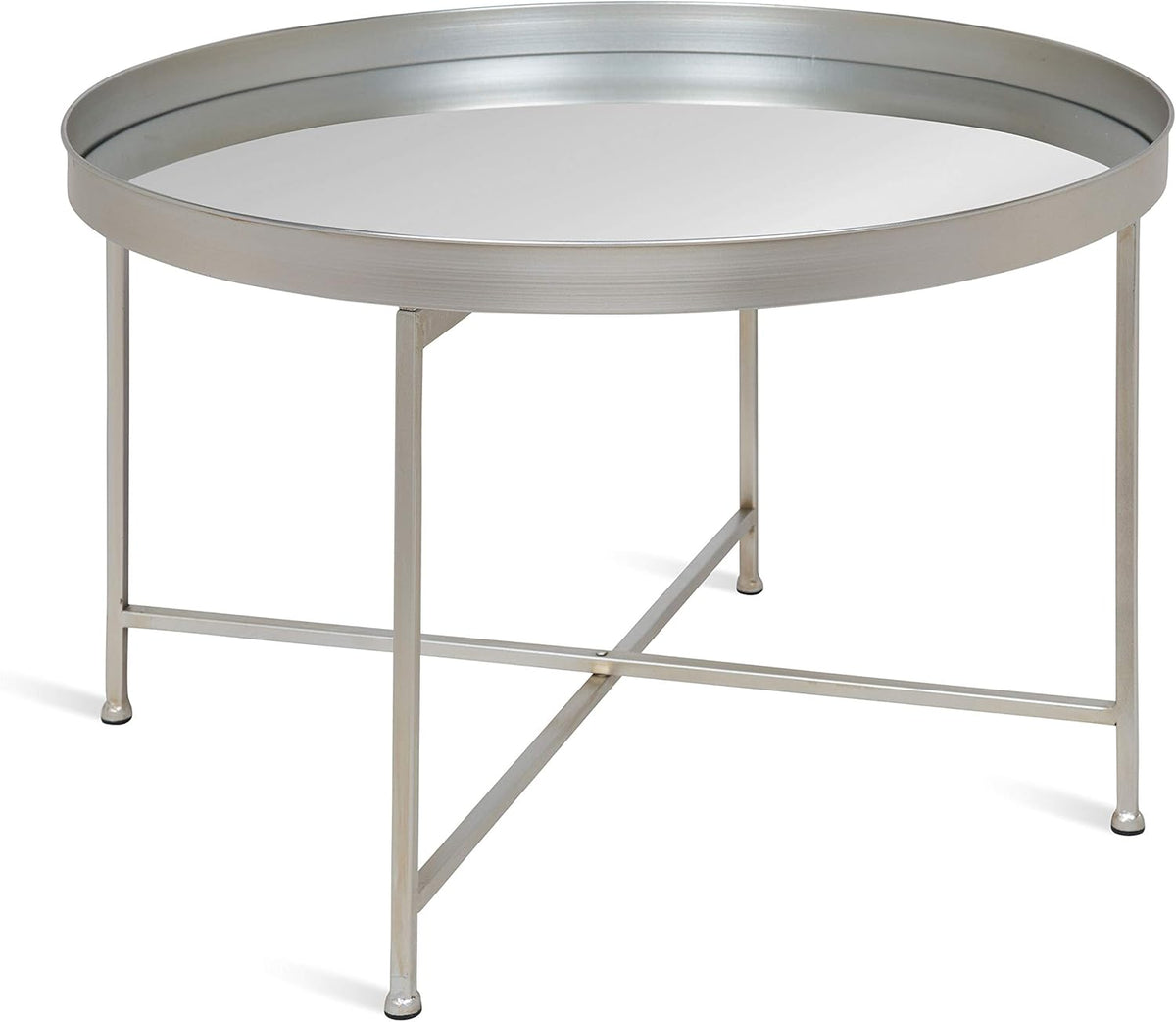 White and Gold Leaf Round Metal Coffee Table L6648