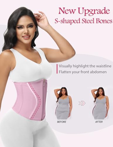 Short Torso Waist Trainer Corset Waist Cincher Body Shaper with Zipper Hooks X334511