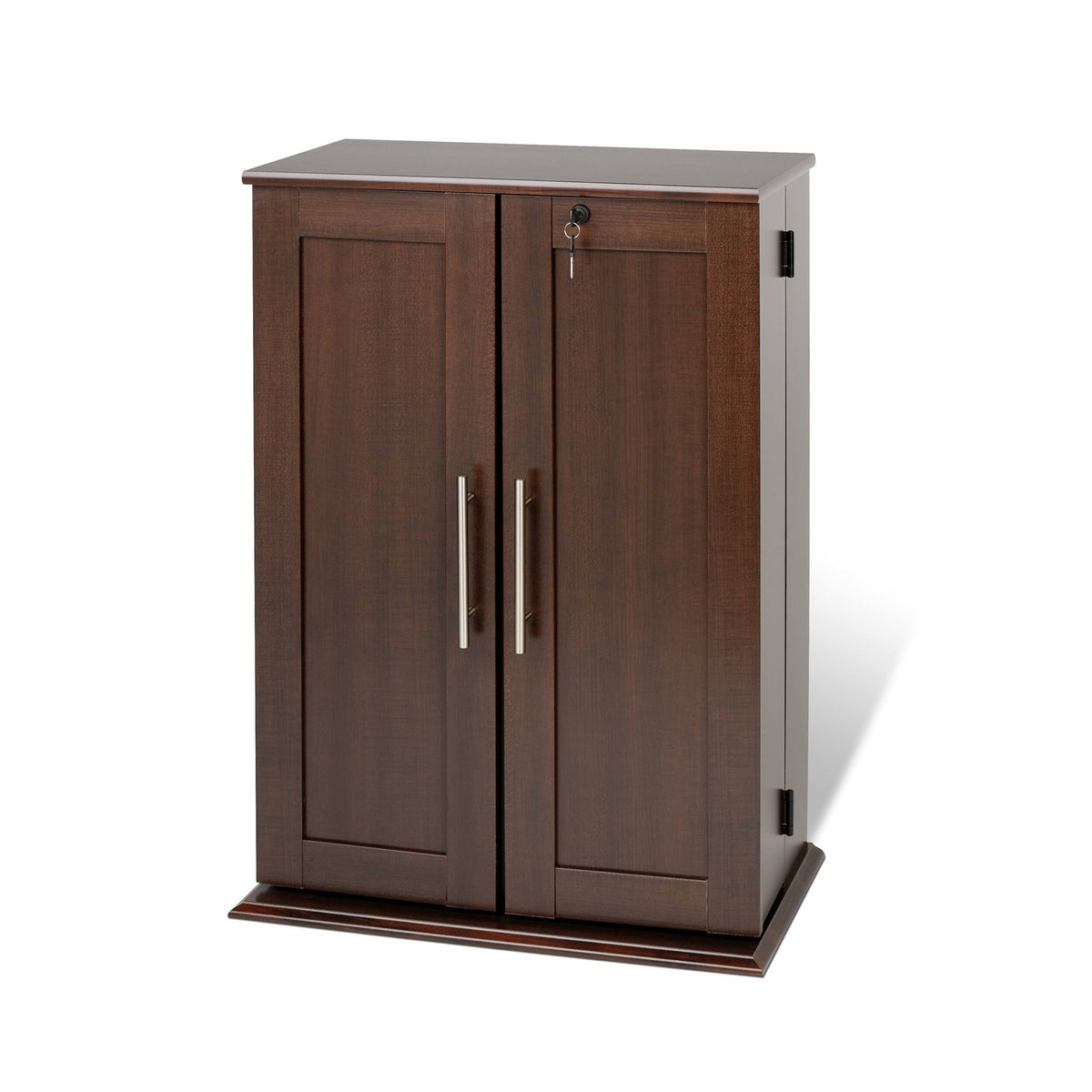 Locking Media Storage Cabinet with Shaker Doors, Espresso E936