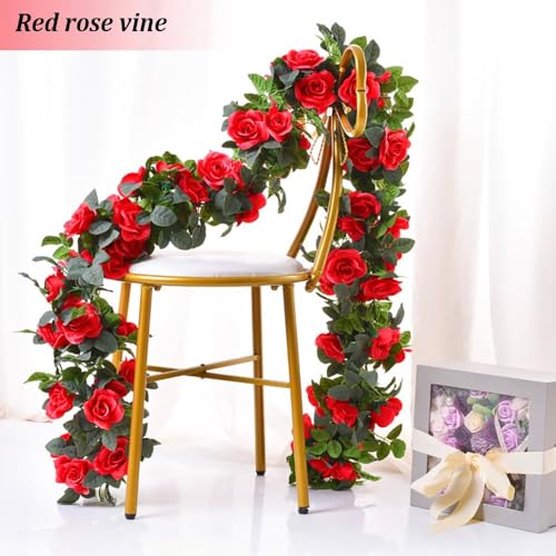 White 10PCS Artificial Rose Garland 7.5Ft B2738