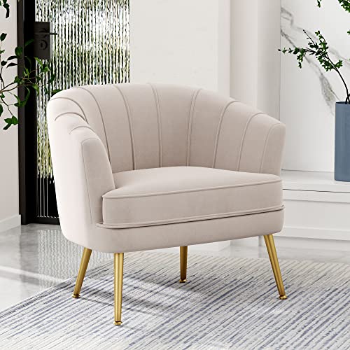 Green Velvet Accent Chair with Golden Metal Legs C6862