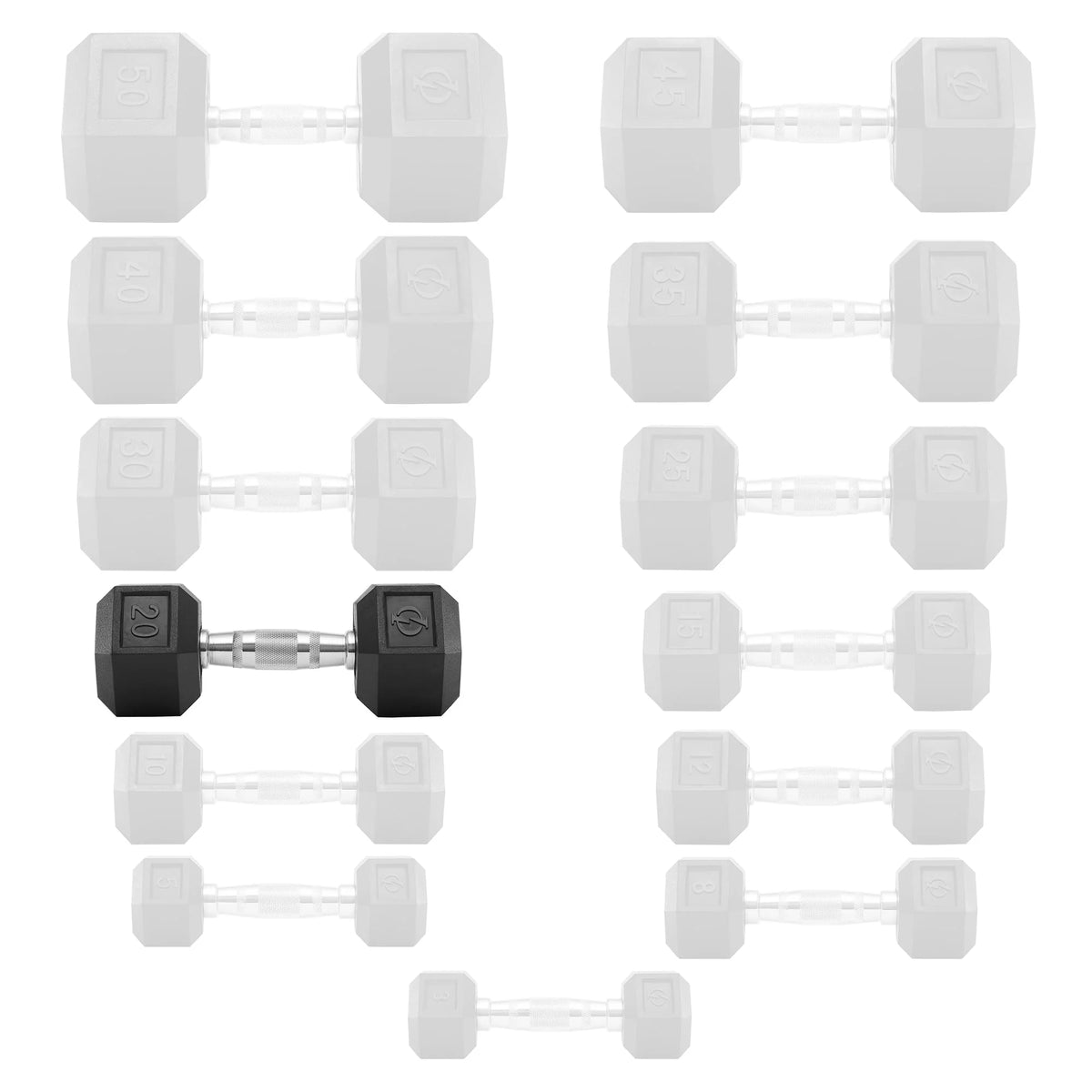 45 lb Rubber Coated Hex Dumbbell Pair D63654