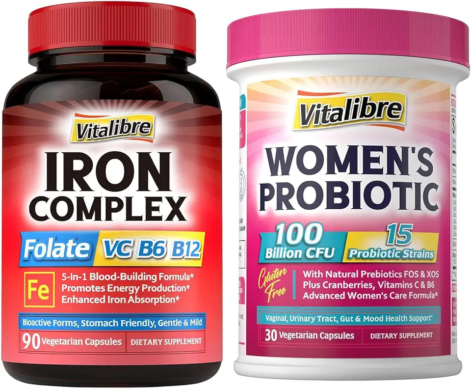90 Capsules Iron Supplement & 15 Strains Probiotics F757