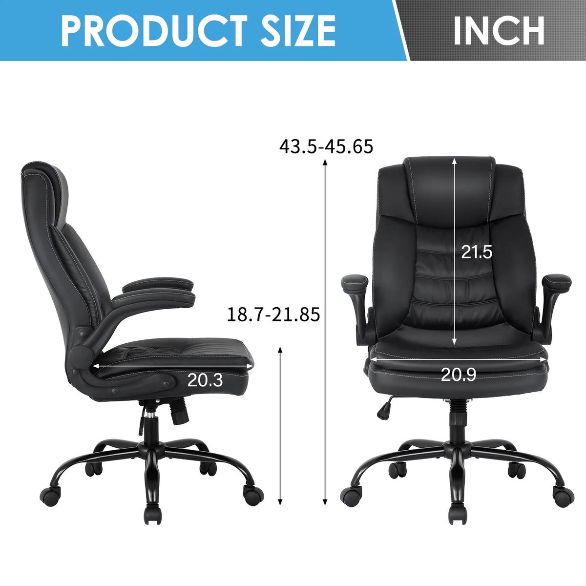Black PU Leather Ergonomic High Back Office Chair with Lumbar Support K70630
