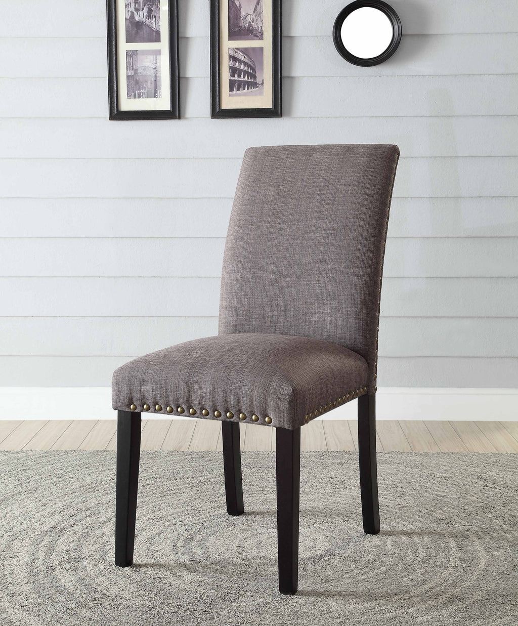 Stone Gray Linen Side Chair Set of 2 U937717