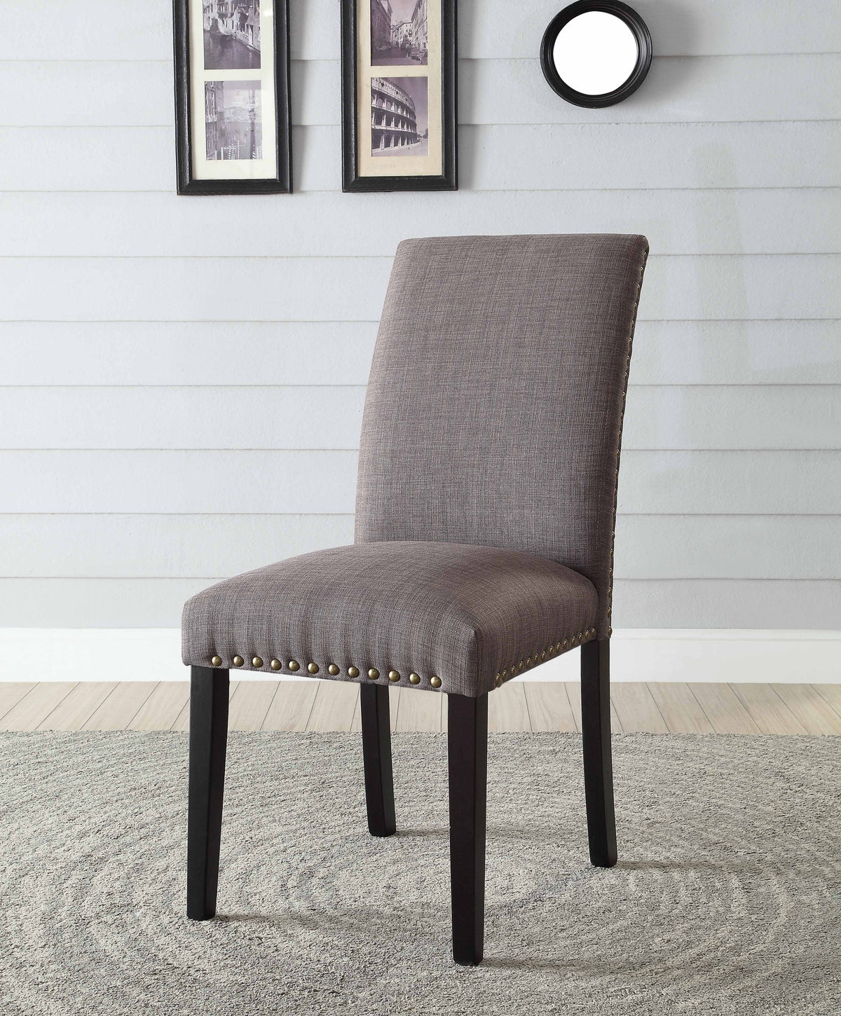 Stone Gray Linen Side Chair Set of 2 U937717