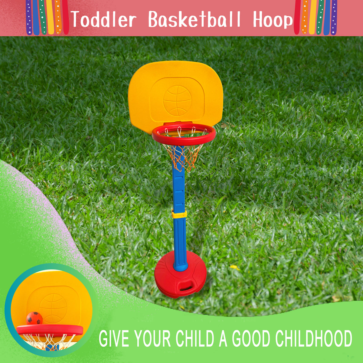 Basketball Hoop Arcade Game with Ball, Adjustable Height O4640