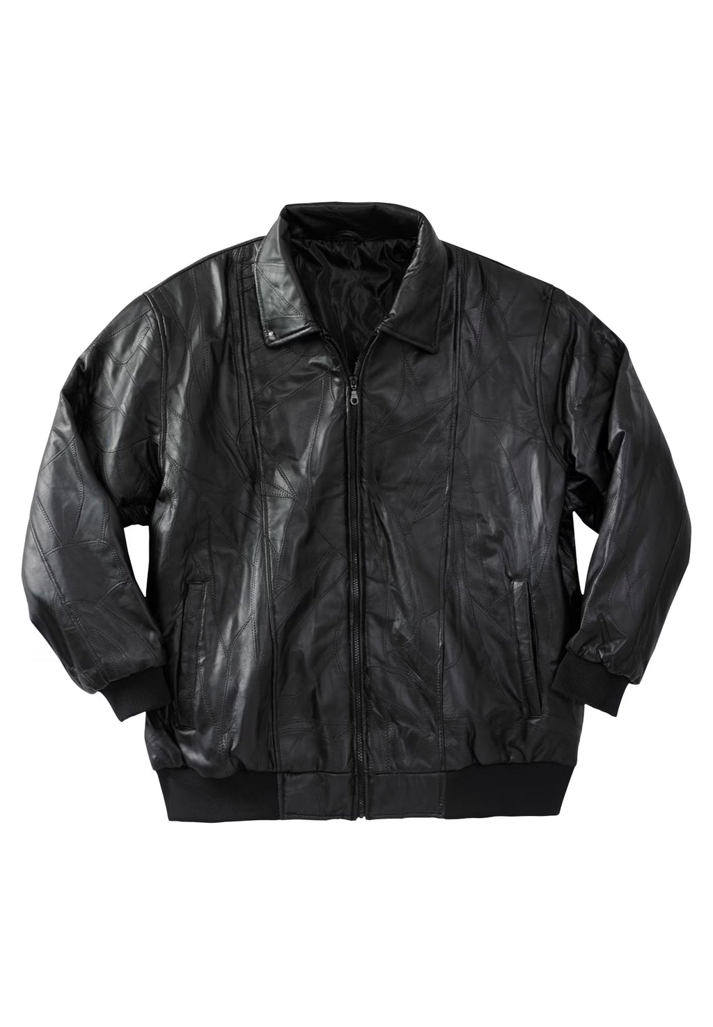 Embossed Leather Bomber Jacket S3133
