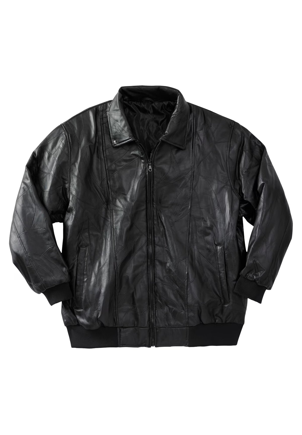 Embossed Leather Bomber Jacket S3133