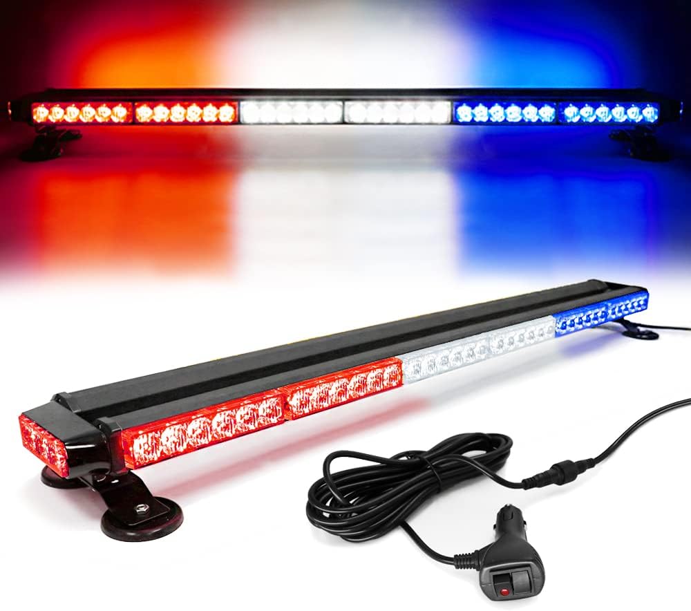 Amber Yellow 38" 78 LED Emergency Warning Strobe Light Bar with Magnetic Base V3855