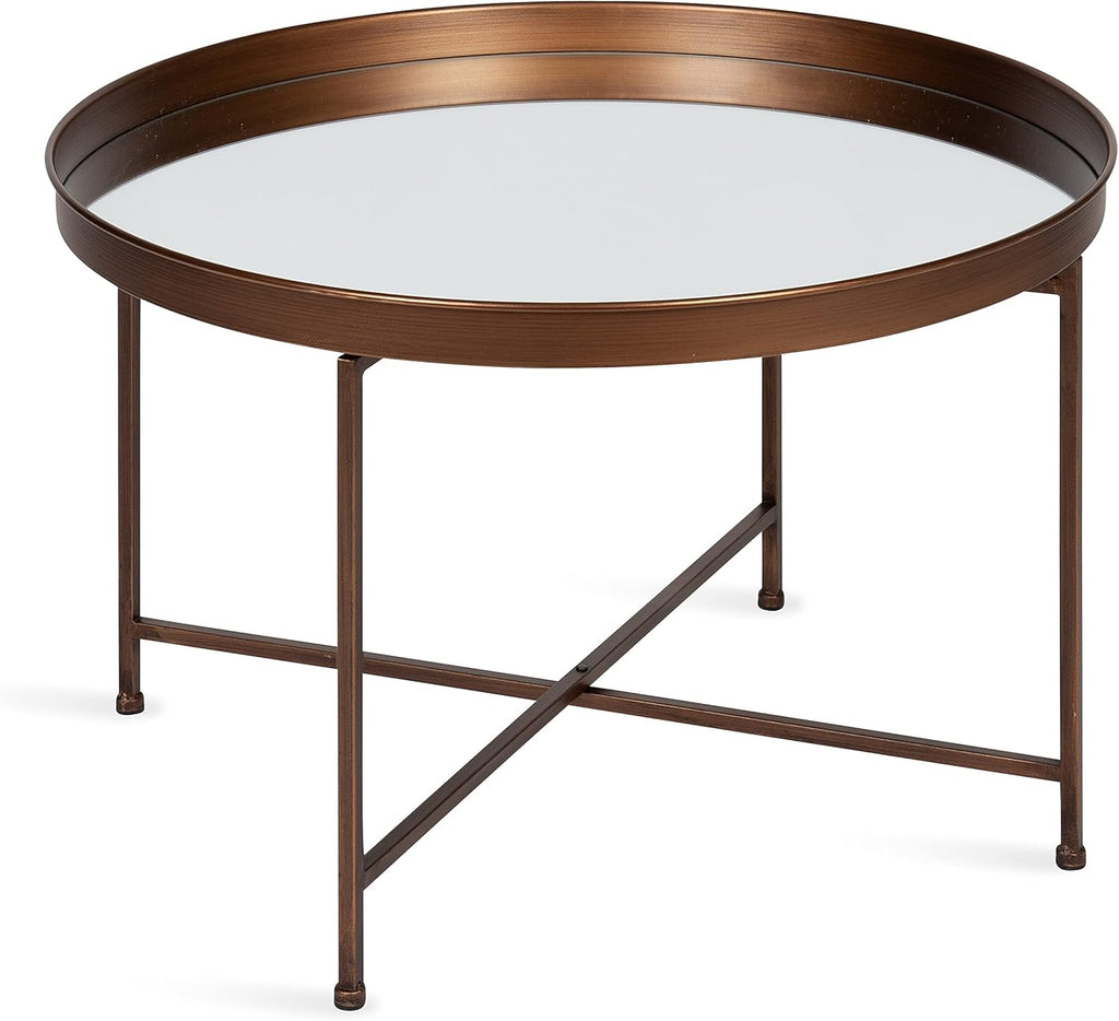White and Gold Leaf Round Metal Coffee Table L6648