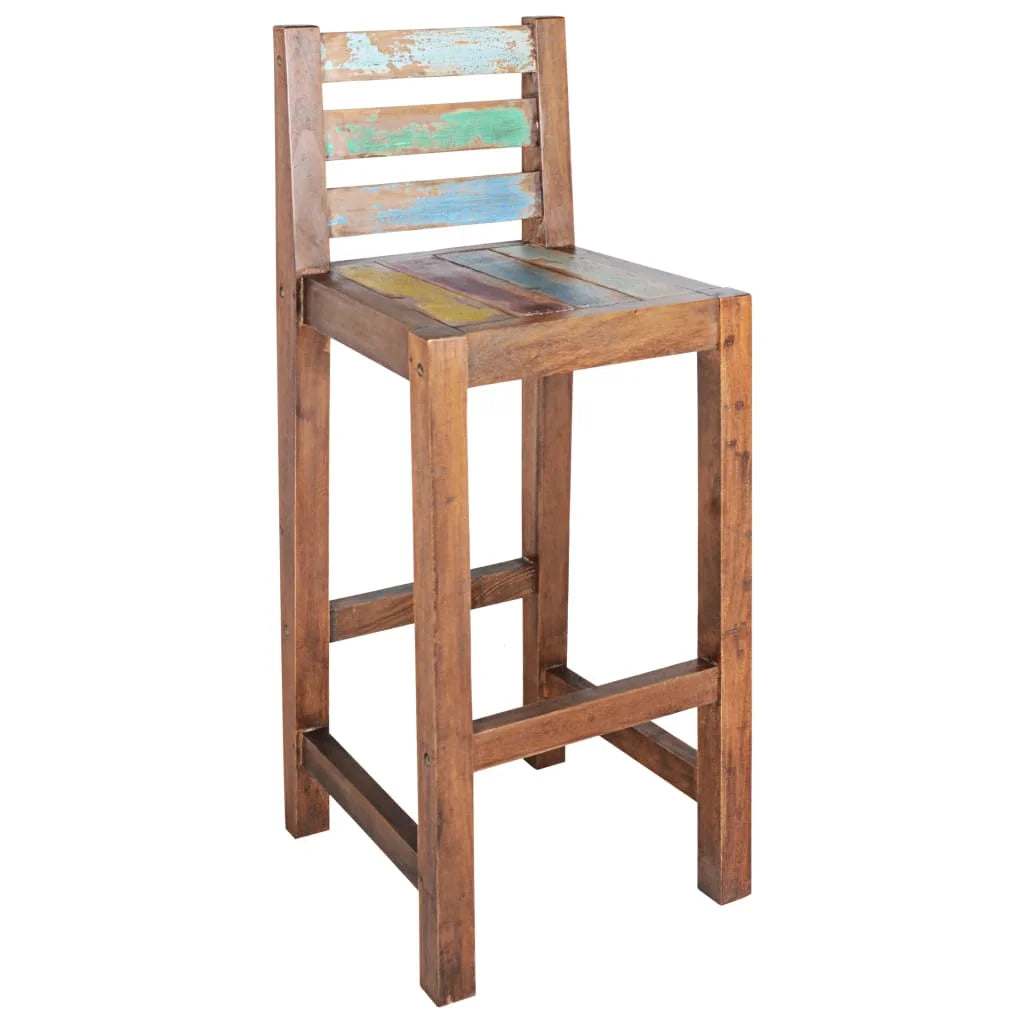 Solid Reclaimed Wood Bar Stools 2 pcs W95428