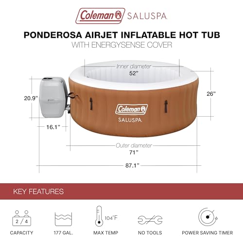 Black Round Inflatable Hot Tub with Insulated Cover B33483