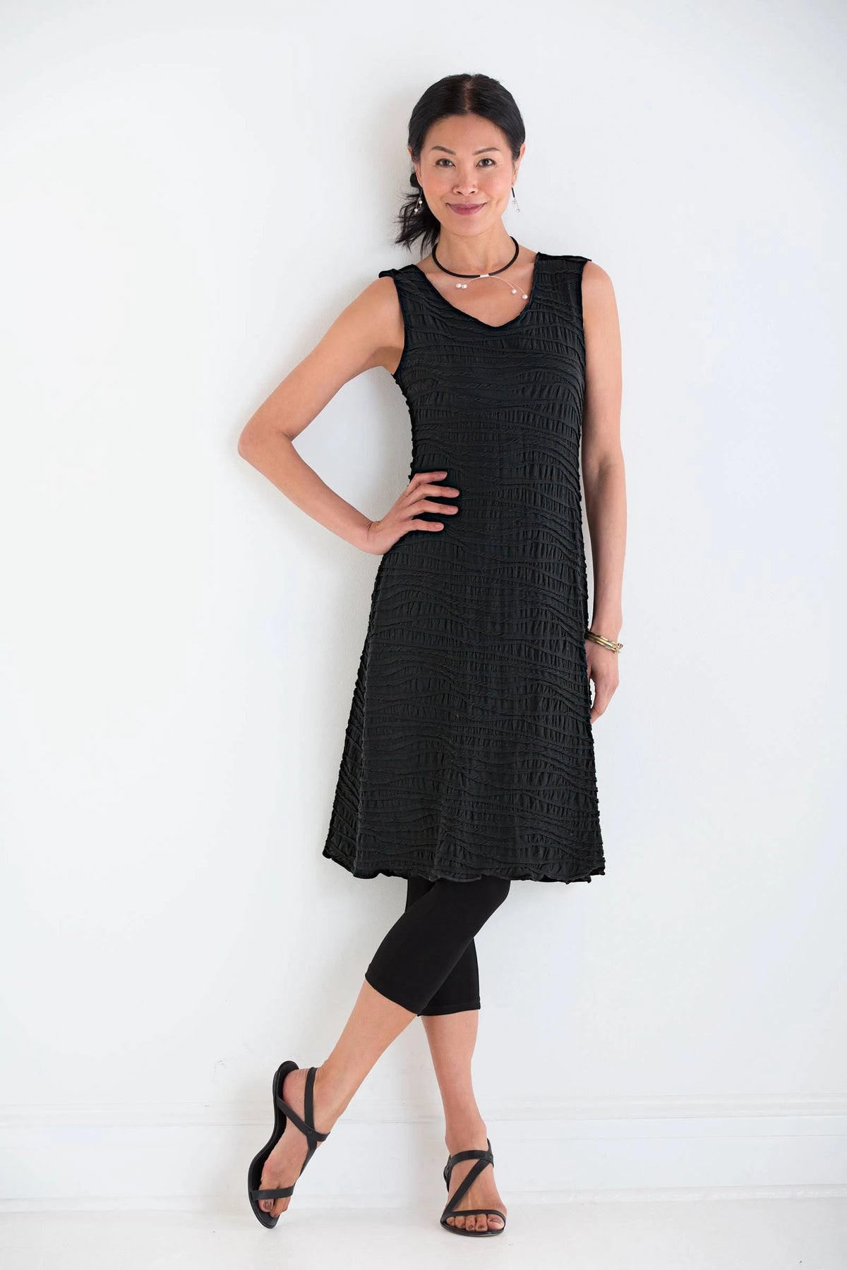 Black Flared Tank Dress X611